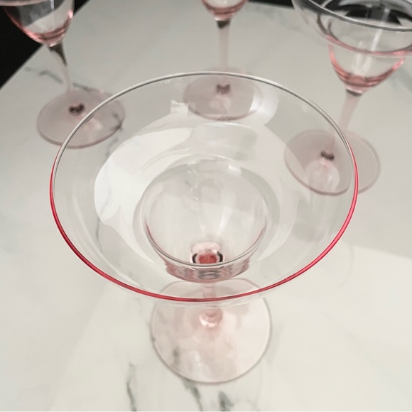 SET of 4 Vintage Pink Glass Margarita Glasses - Picture 2 of 5
